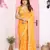 Yellow color georgette fabric embroidered partywear saree