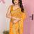 Yellow color georgette fabric embroidered partywear saree