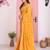 Yellow color georgette fabric embroidered partywear saree