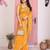 Yellow color georgette fabric embroidered partywear saree