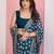 Teal blue color georgette fabric embroidered partywear saree
