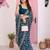 Teal blue color georgette fabric embroidered partywear saree