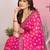 Pink color georgette fabric embroidered partywear saree