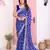 Blue color georgette fabric embroidered partywear saree