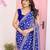Blue color georgette fabric embroidered partywear saree