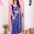 Blue color georgette fabric embroidered partywear saree