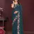 Teal blue color star georgette fabric embroidery work ethnic partywear saree