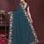 Teal blue color star georgette fabric designer embroidery work ethnic partywear saree