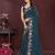 Teal blue color star georgette fabric designer embroidery work ethnic partywear saree