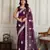 Purple color twill net fabric embroidery work ethnic partywear saree