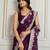 Purple color twill net fabric designer embroidery work ethnic partywear saree