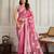 Pink color twill net fabric designer embroidery work ethnic partywear saree