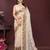 Beige color net fabric designer embroidery work ethnic partywear saree
