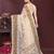 Beige color net fabric designer embroidery work ethnic partywear saree
