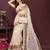 Beige color net fabric designer embroidery work ethnic partywear saree