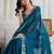 Teal blue color burberry silk fabric graceful partywear saree