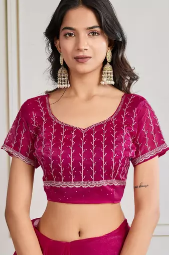 Pink burberry silk blend graceful partywear saree