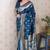 Teal blue color banarasi silk saree woven silver jari designer ceremonial partywear saree