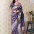 Grey color banarasi silk saree woven silver jari designer ceremonial partywear saree