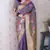Lavendercolor soft silk fabric woven meenakari ceremonial partywear saree
