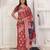 rust color silk blend fabric ceremonial looks partywear saree