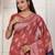 rust color silk blend fabric ceremonial looks partywear saree