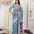 sky blue color silk blend fabric ceremonial looks partywear saree