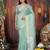Rama green color organza fabric woven designer trendy ethnic saree