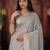 Gray color organza fabric woven designer trendy ethnic saree