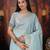 Sky blue color organza fabric woven designer trendy ethnic saree