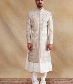 ivory zari and swarovski embroidered sherwani for men
