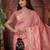 Pink color organza fabric woven designer trendy ethnic saree
