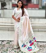 Chiku color paithani silk woven designer ceremonial partywear saree