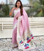 Lavender color paithani silk woven designer ceremonial partywear saree
