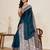 Teal color beautiful satin silk fabric traditional woven designer saree
