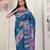 Teal blue color silk blended woven designer graceful ceremonial saree