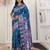 Teal blue color silk blended woven designer graceful ceremonial saree