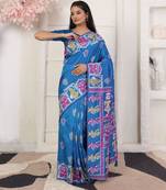 Blue color silk blended woven designer graceful ceremonial saree