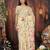 Cream color linen cotton fabric woven designer partywear saree