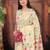 Cream color linen cotton fabric woven designer partywear saree
