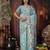 Sky blue color linen cotton fabric woven designer partywear saree