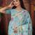 Sky blue color linen cotton fabric woven designer partywear saree