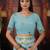 Sky blue color linen cotton fabric woven designer partywear saree