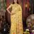 Yellow color linen cotton fabric woven designer partywear saree