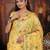 Yellow color linen cotton fabric woven designer partywear saree