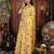 Yellow color linen cotton fabric woven designer partywear saree