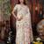 Off white color linen cotton fabric woven designer partywear saree