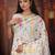Off white color linen cotton fabric woven designer partywear saree