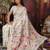 Off white color linen cotton fabric woven designer partywear saree