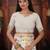 Off white color linen cotton fabric woven designer partywear saree
